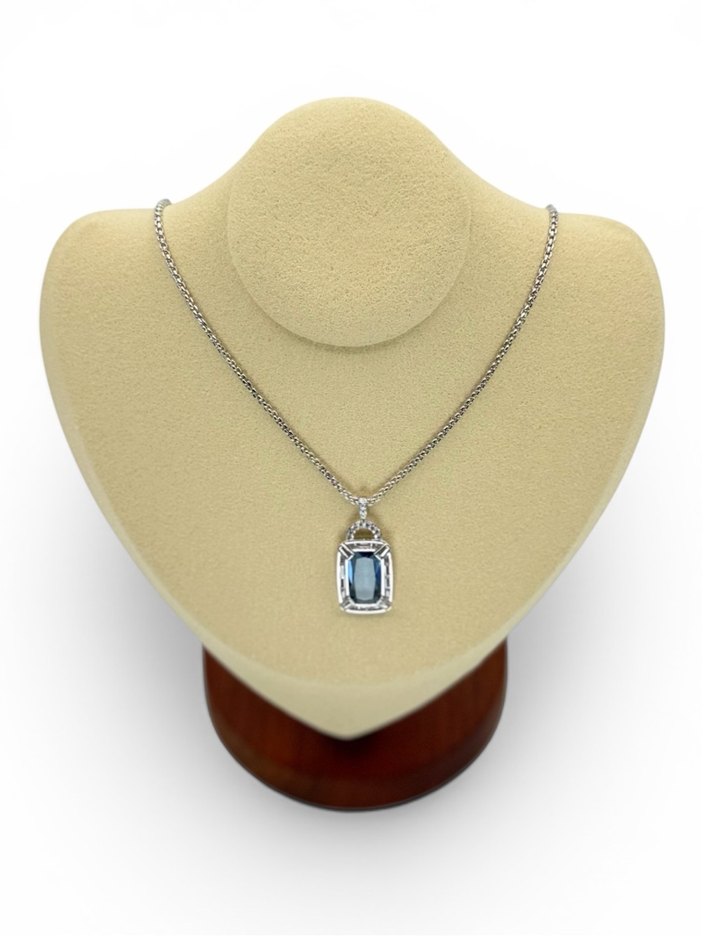 Bomb Party‎ "A Locket of Dreams" LB Light Blue Sapphire Rhodium Plating Necklace
